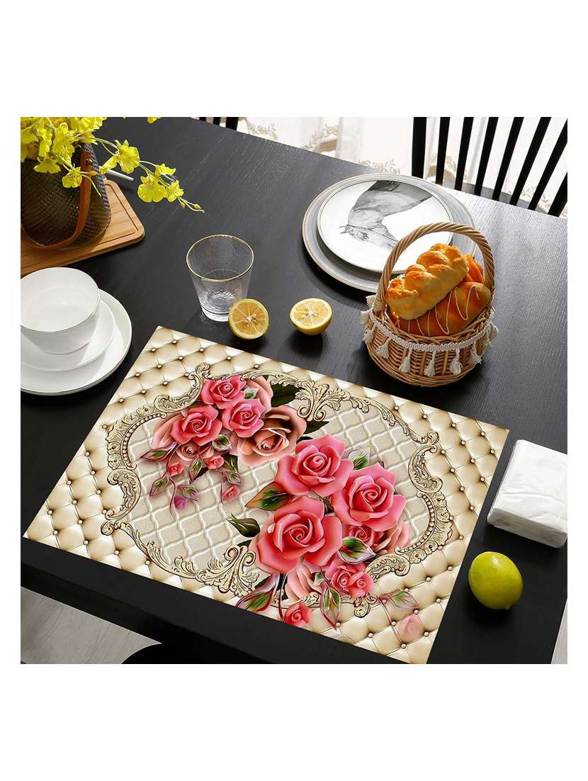 rectangular pack of 6 table placemat (beige , pvc) - 21319097 -  Standard Image - 2