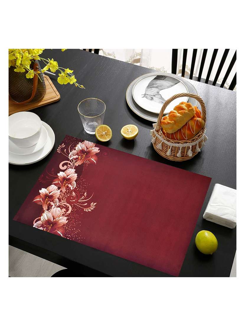rectangular pack of 6 table placemat (maroon, pvc) - 21319099 -  Standard Image - 2