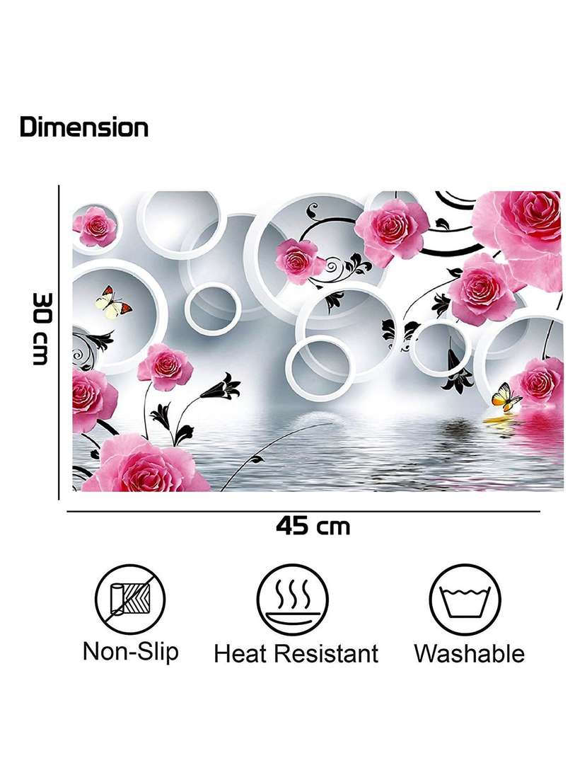 rectangular pack of 6 table placemat (pink, white, pvc) - 21319101 -  Standard Image - 2