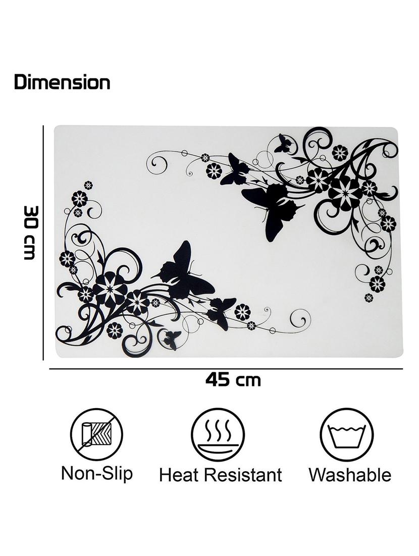 rectangular pack of 6 table placemat (black, white, pvc) - 21319102 - Standard Image - 2