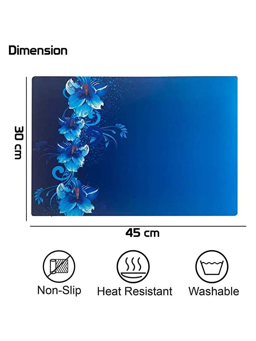 rectangular pack of 6 table placemat (blue, pvc) - 21319107 -  Standard Image - 2