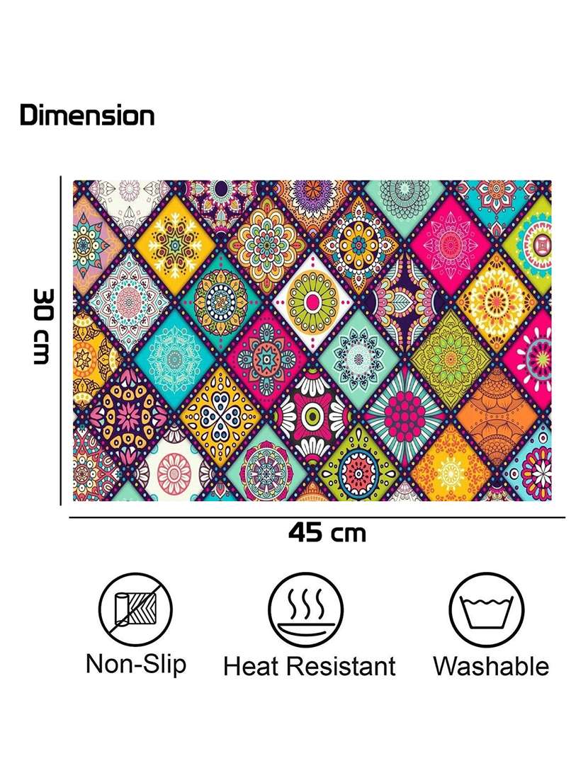 rectangular pack of 6 table placemat (multicolor, pvc) - 21319118 -  Standard Image - 2