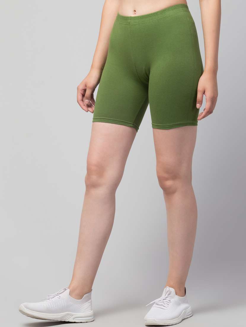 women solid mid rise active wear shorts - 21319141 - Standard Image - 2