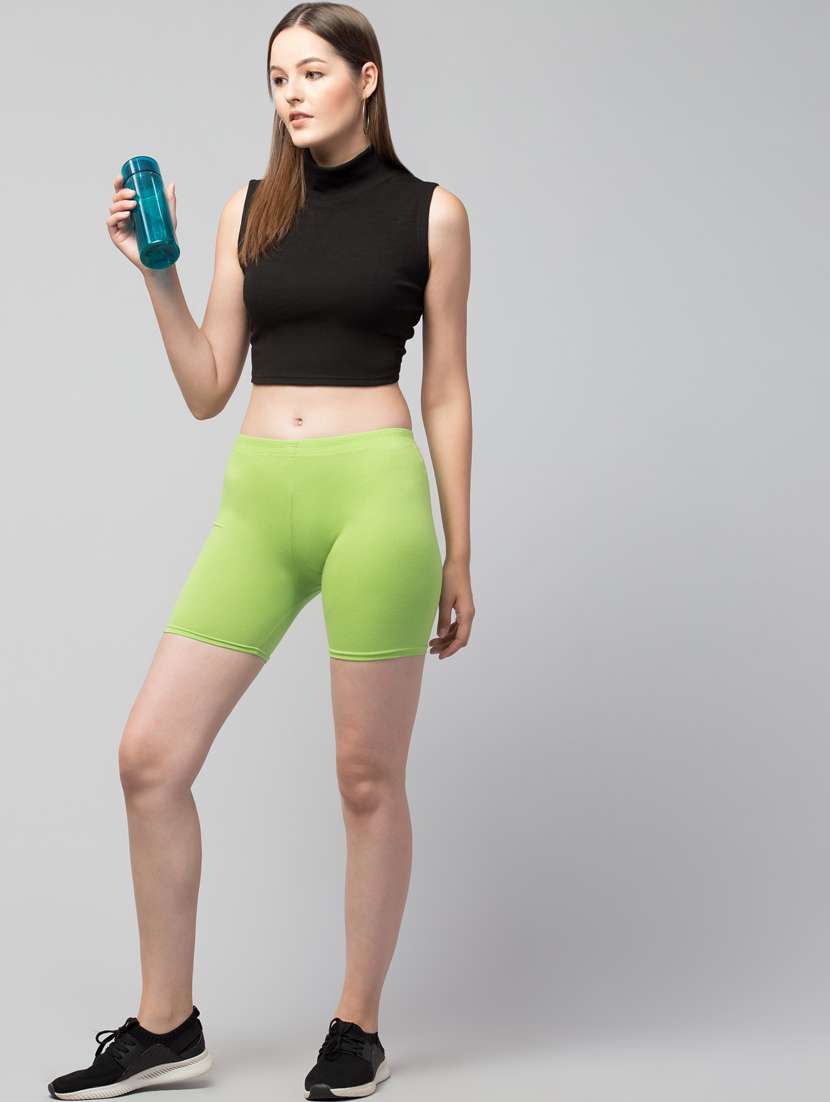 women solid mid rise active wear shorts - 21319160 - Standard Image - 2