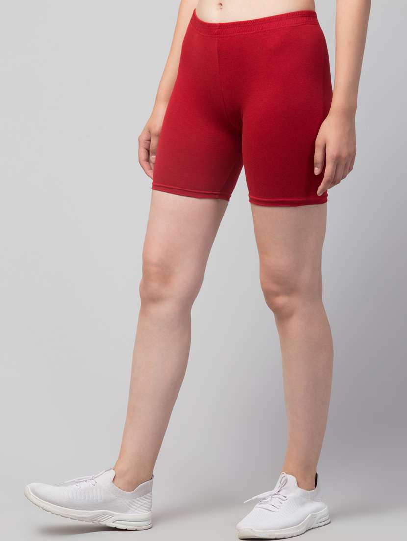 women solid mid rise active wear shorts - 21319161 - Standard Image - 2