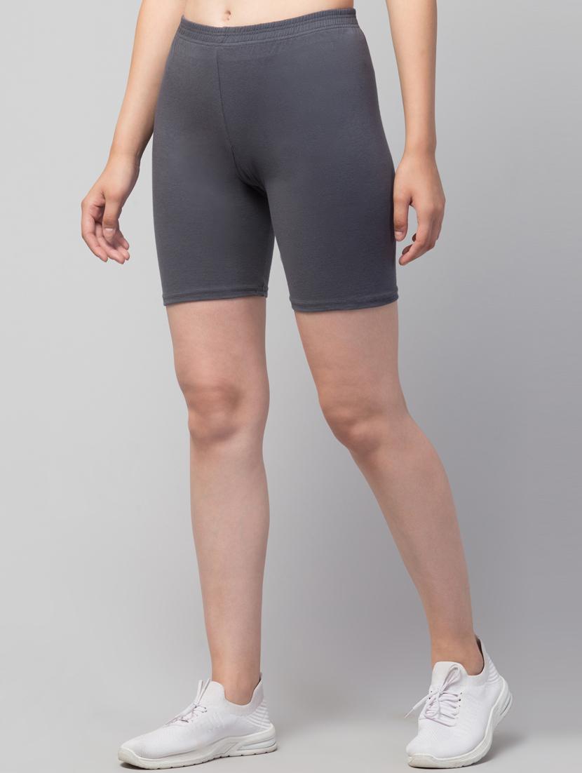 women solid mid rise active wear shorts - 21319176 - Standard Image - 2