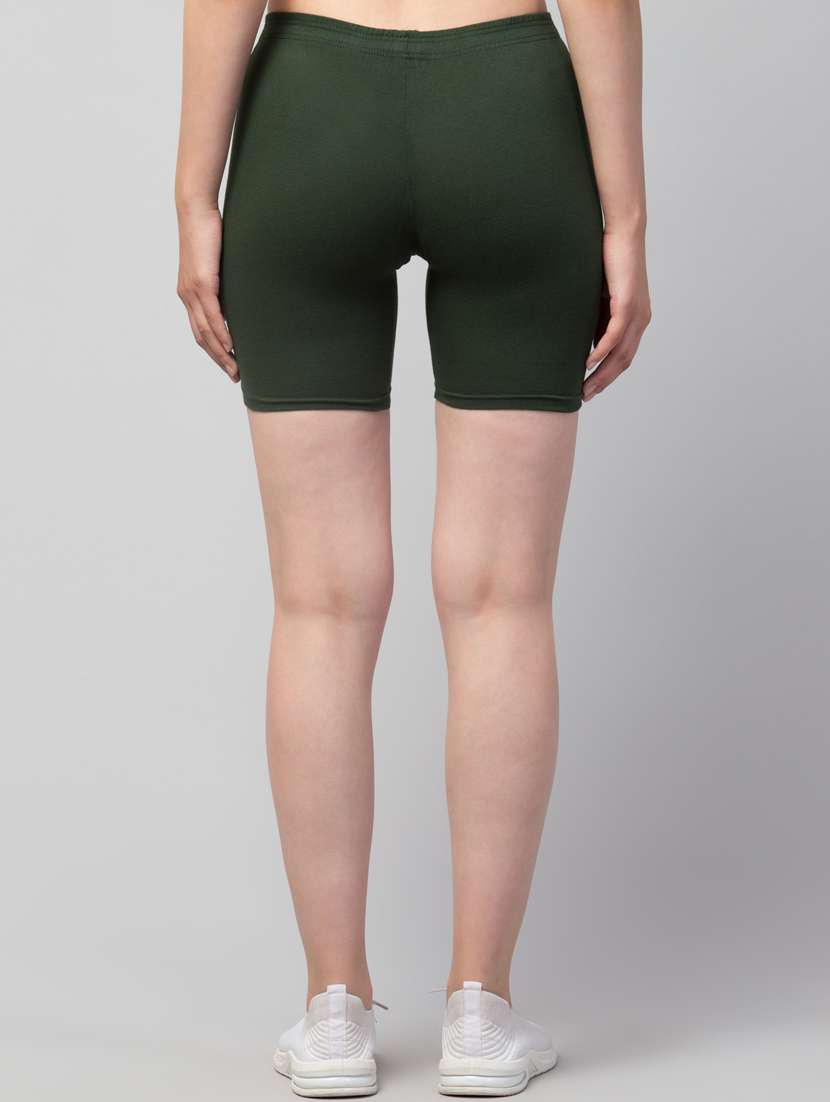 women solid mid rise active wear shorts - 21319372 - Standard Image - 2