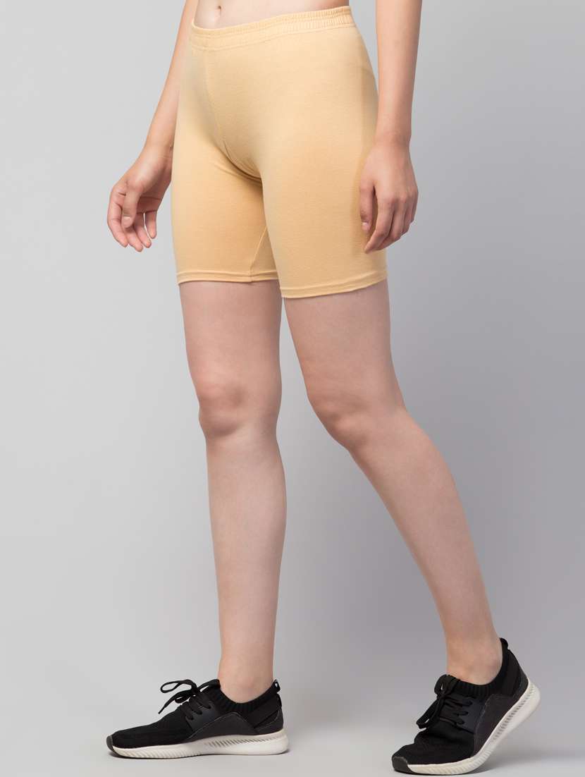 women solid mid rise active wear shorts - 21319988 - Standard Image - 2