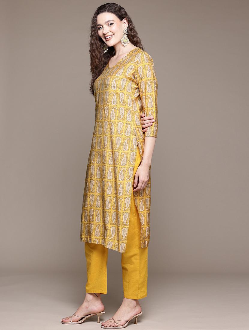women three quarter sleeve kurta pant with dupatta set - 21320655 - Standard Image - 2