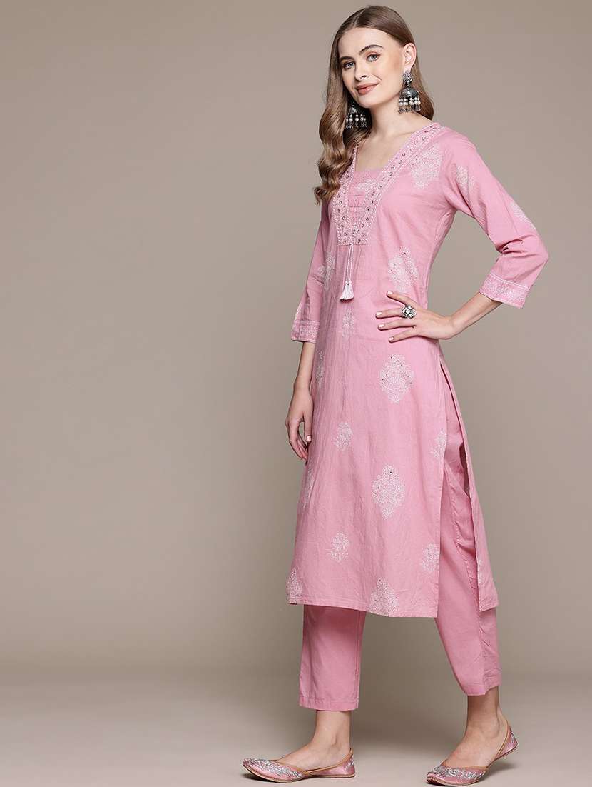 women three quarter sleeve kurta pant with dupatta set - 21320663 -  Standard Image - 2