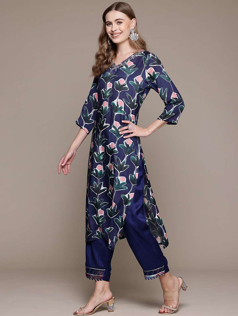 women three quarter sleeve kurta pant with dupatta set - 21320681 - Standard Image - 2