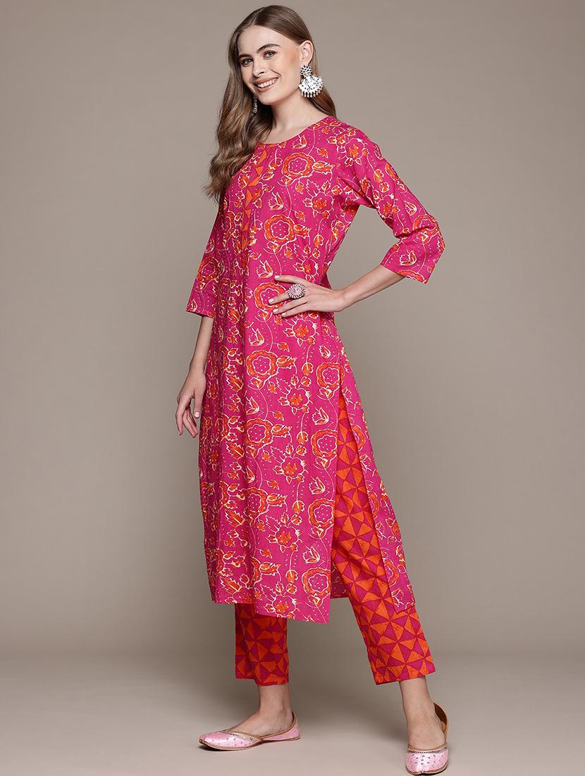women three quarter sleeve kurta pant with dupatta set - 21320713 - Standard Image - 2