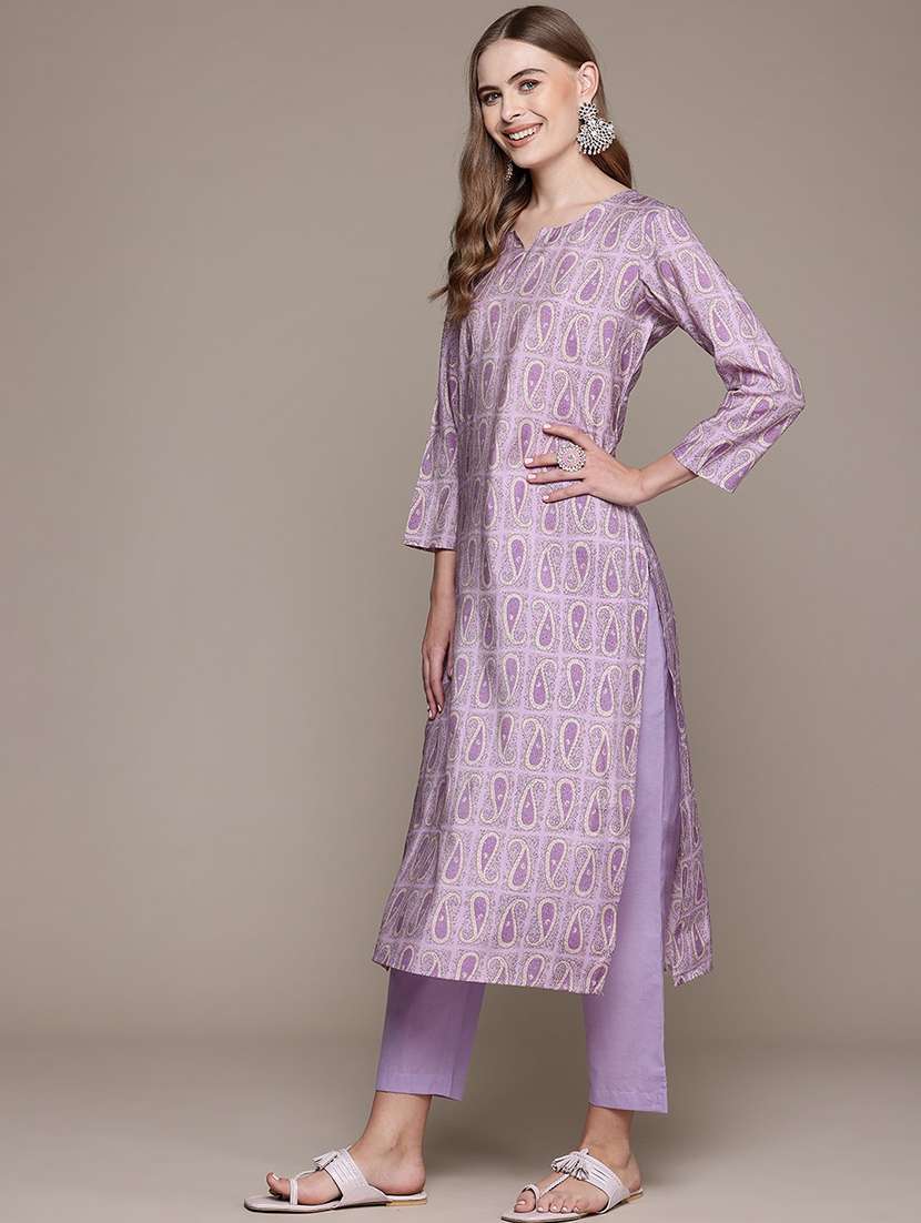 women three quarter sleeve kurta pant with dupatta set - 21320716 -  Standard Image - 2