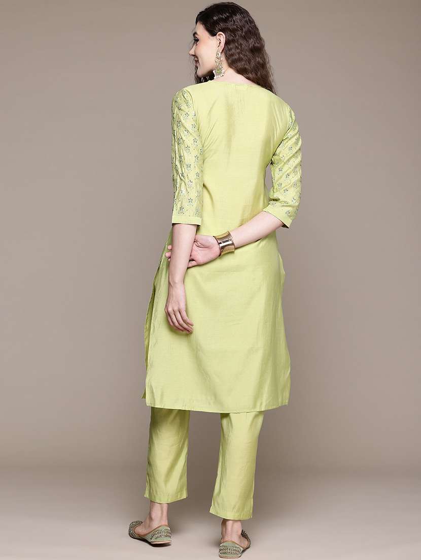 women sequin work notch neck kurta pant set - 21320740 -  Standard Image - 2