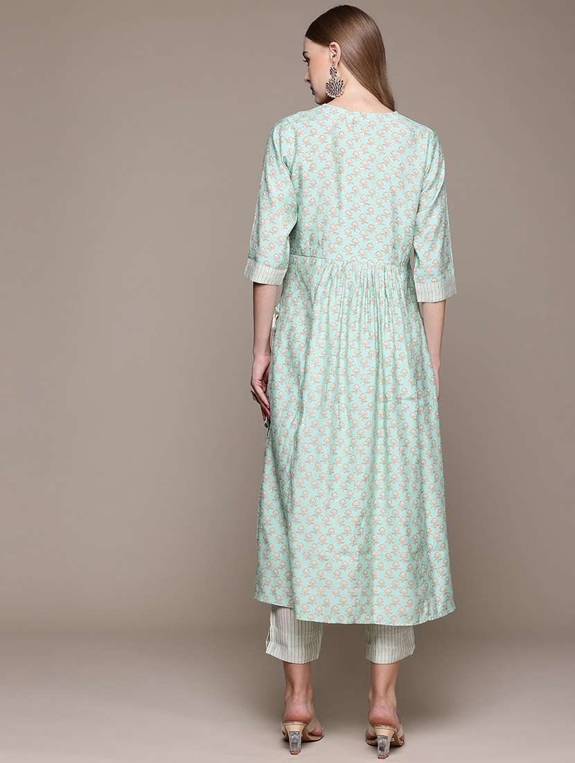 women printed round neck kurta pant set - 21320741 -  Standard Image - 2