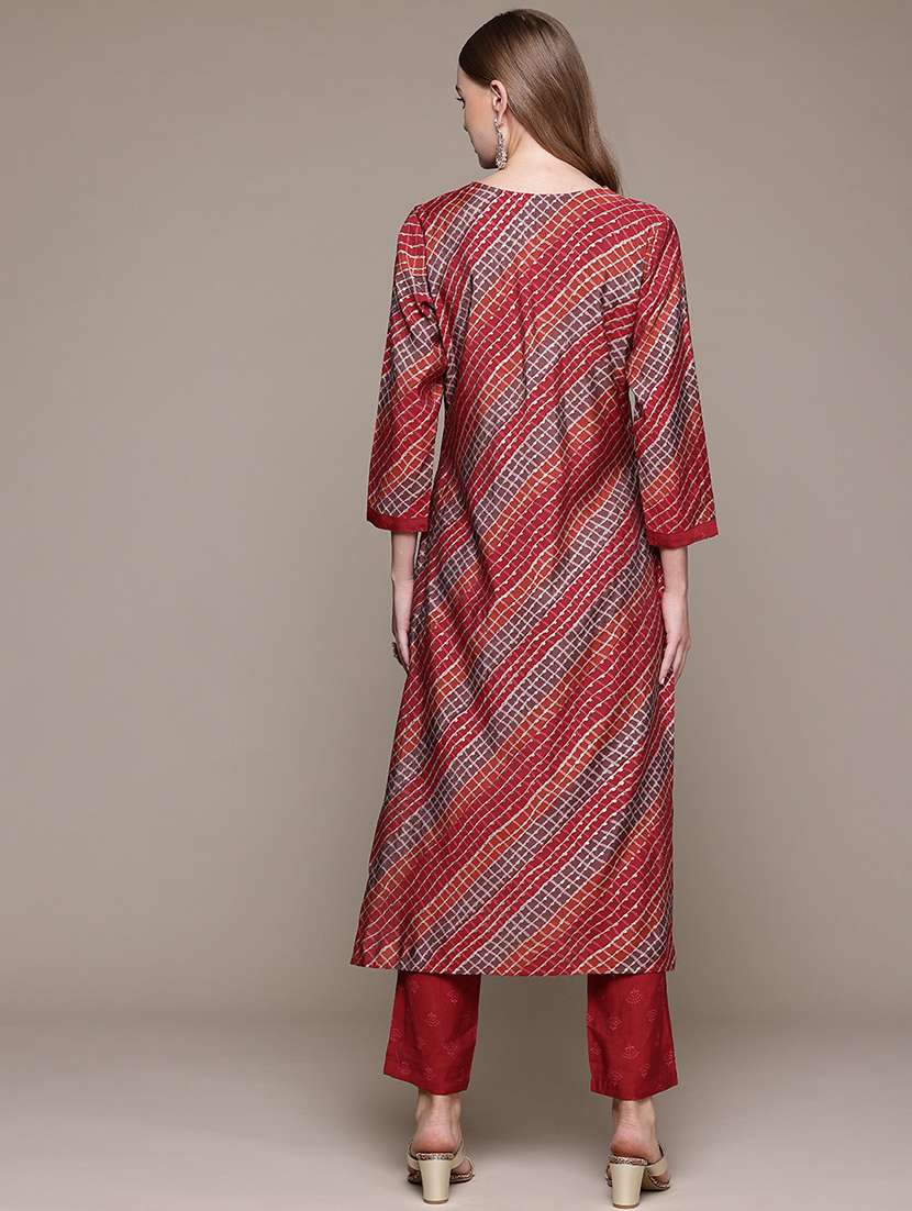 women printed round neck kurta pant set - 21320745 -  Standard Image - 2