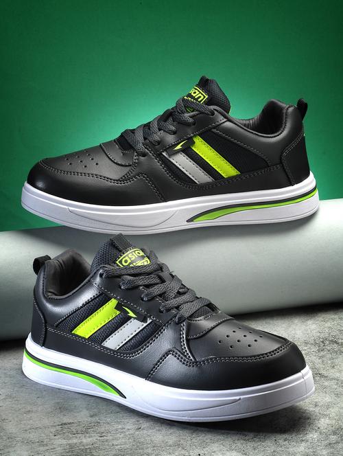 men solid lace up sneakers - 21321560 - Standard Image - 0