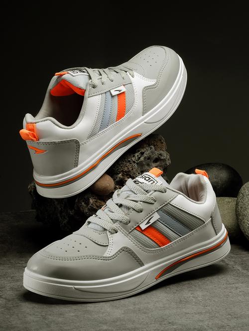 men solid lace up sneakers - 21321561 - Standard Image - 0