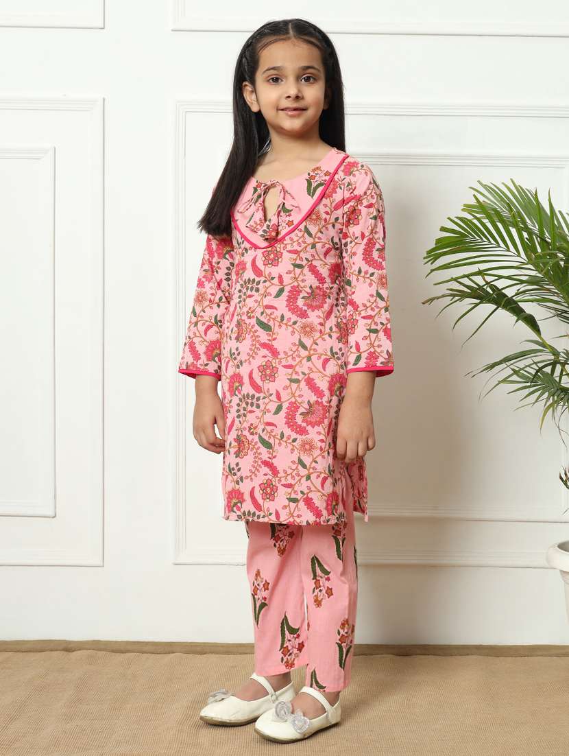 girls printed kurta palazzo suit set - 21322070 -  Standard Image - 2