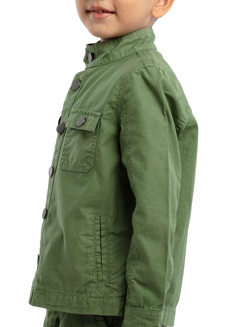 Green Solids Long Sleeves Jackets - 21322078 -  Standard Image - 2