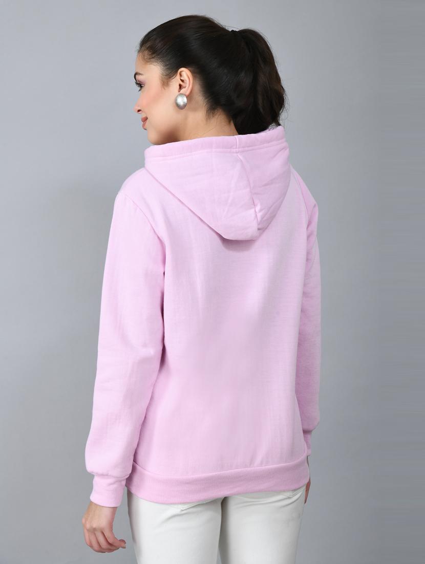 women pink fleece front print sweatshirt - 21322649 - Standard Image - 2