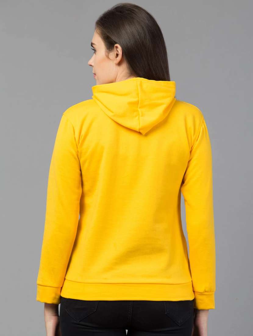 women yellow fleece front print sweatshirt - 21322650 - Standard Image - 2