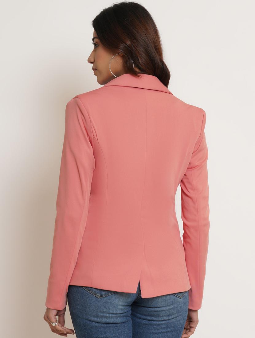 women solid lapel collar formal blazer - 21324439 - Standard Image - 2