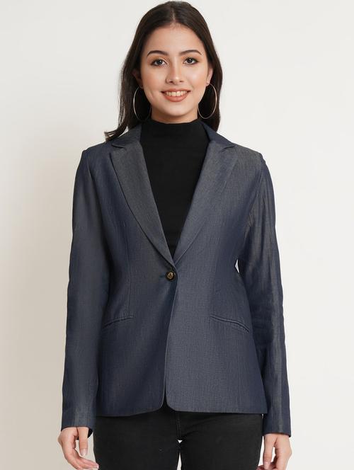 women grey polyester formal blazer - 21324441 - Standard Image - 0