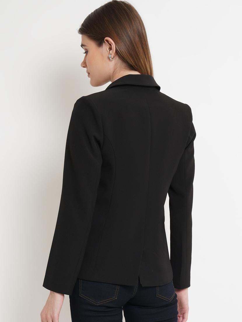 women solid lapel collar formal blazer - 21324442 - Standard Image - 2