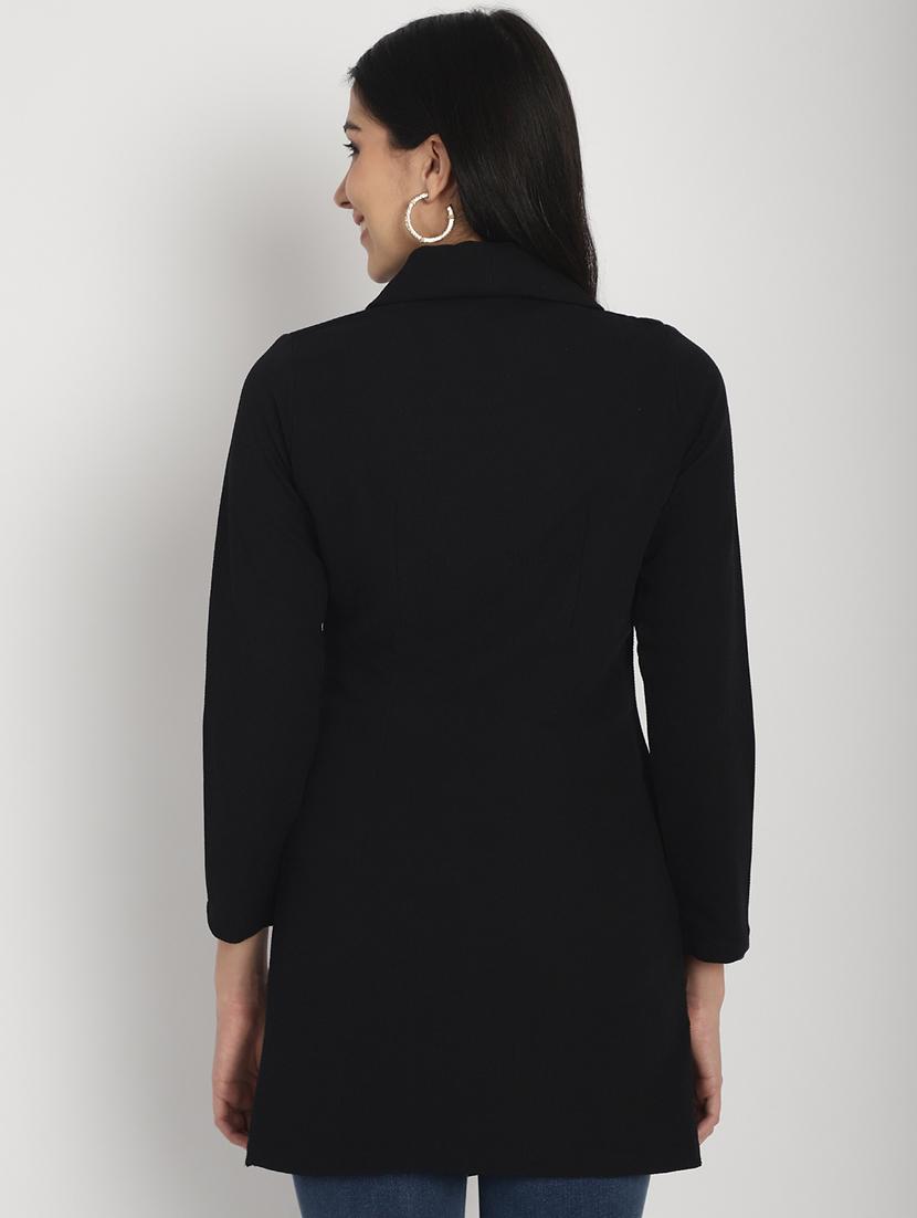 women solid shawl collar double breasted blazer - 21324443 - Standard Image - 2