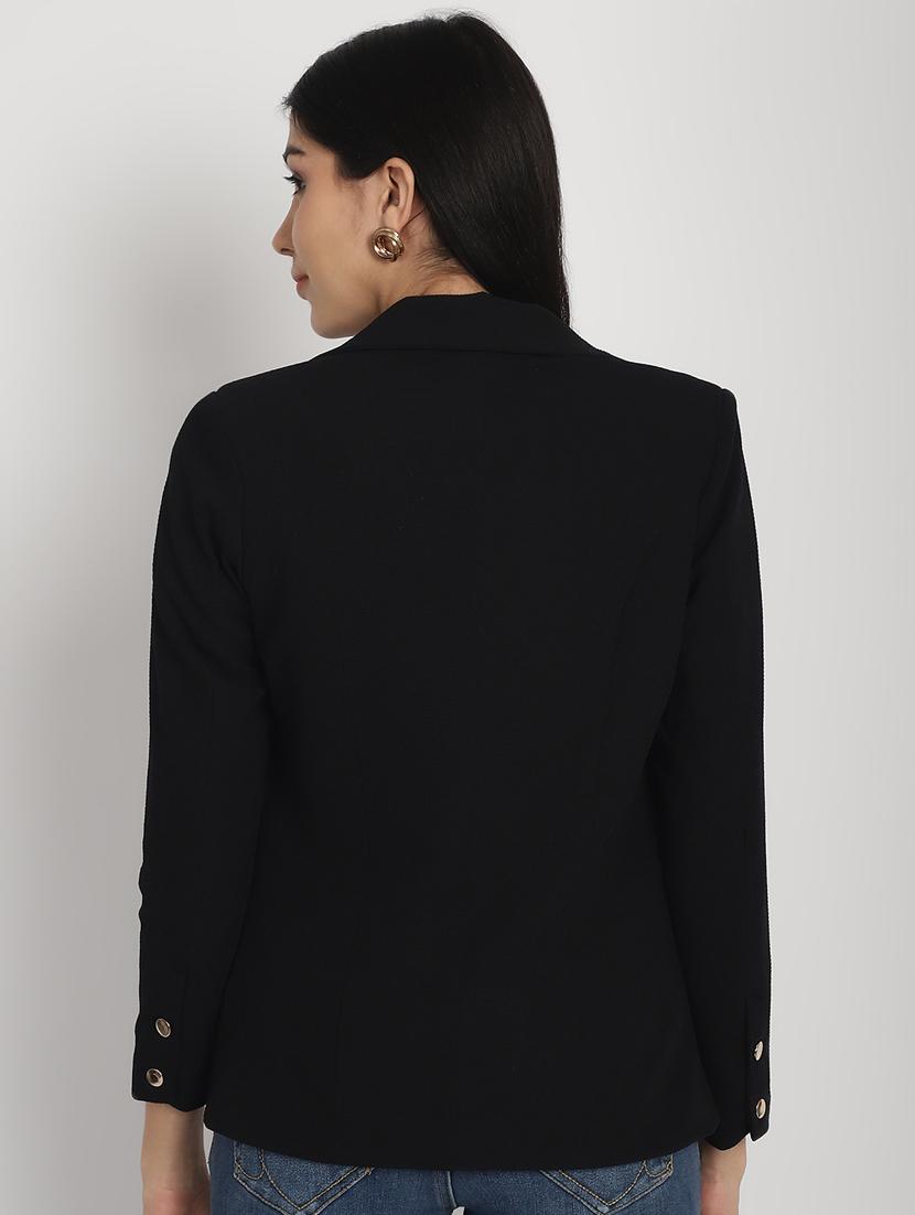 women solid lapel collar single breasted blazer - 21324445 - Standard Image - 2