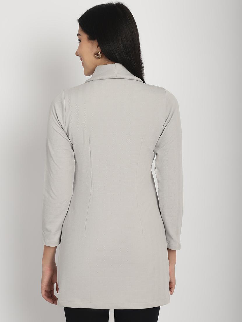 women grey polyester casual blazer - 21324447 - Standard Image - 2