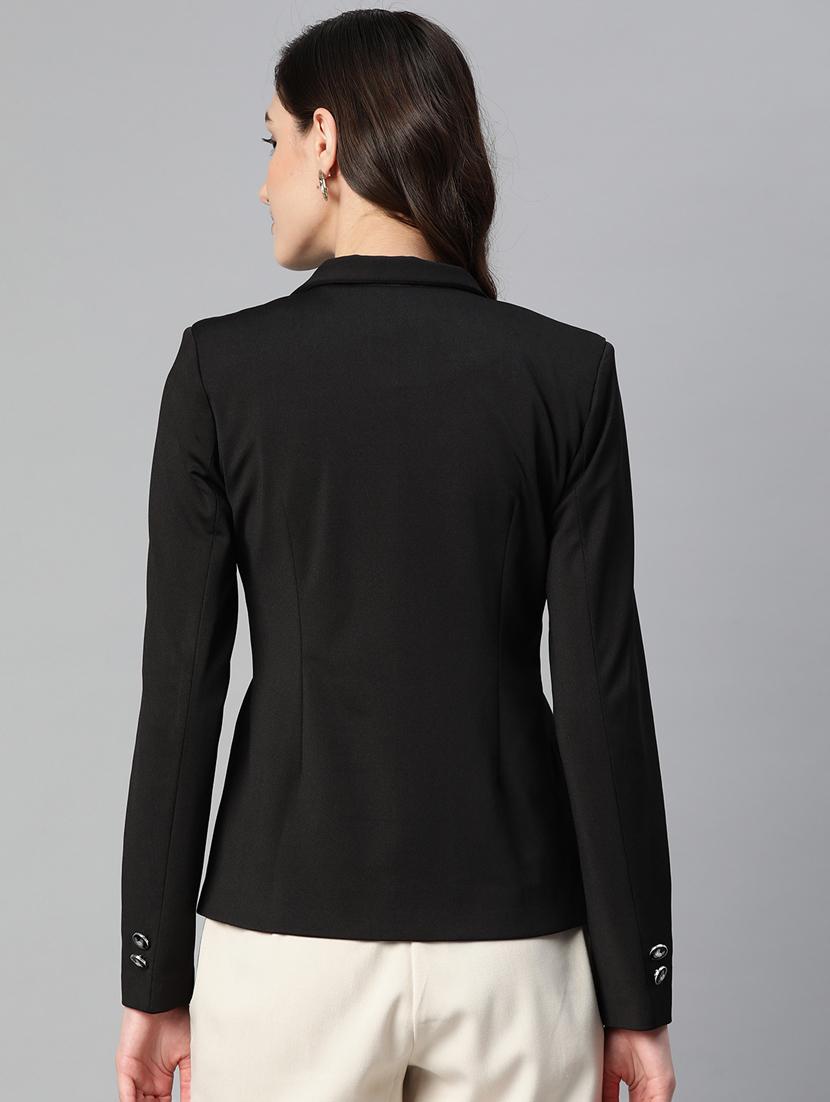 women solid lapel collar single breasted blazer - 21324448 - Standard Image - 2