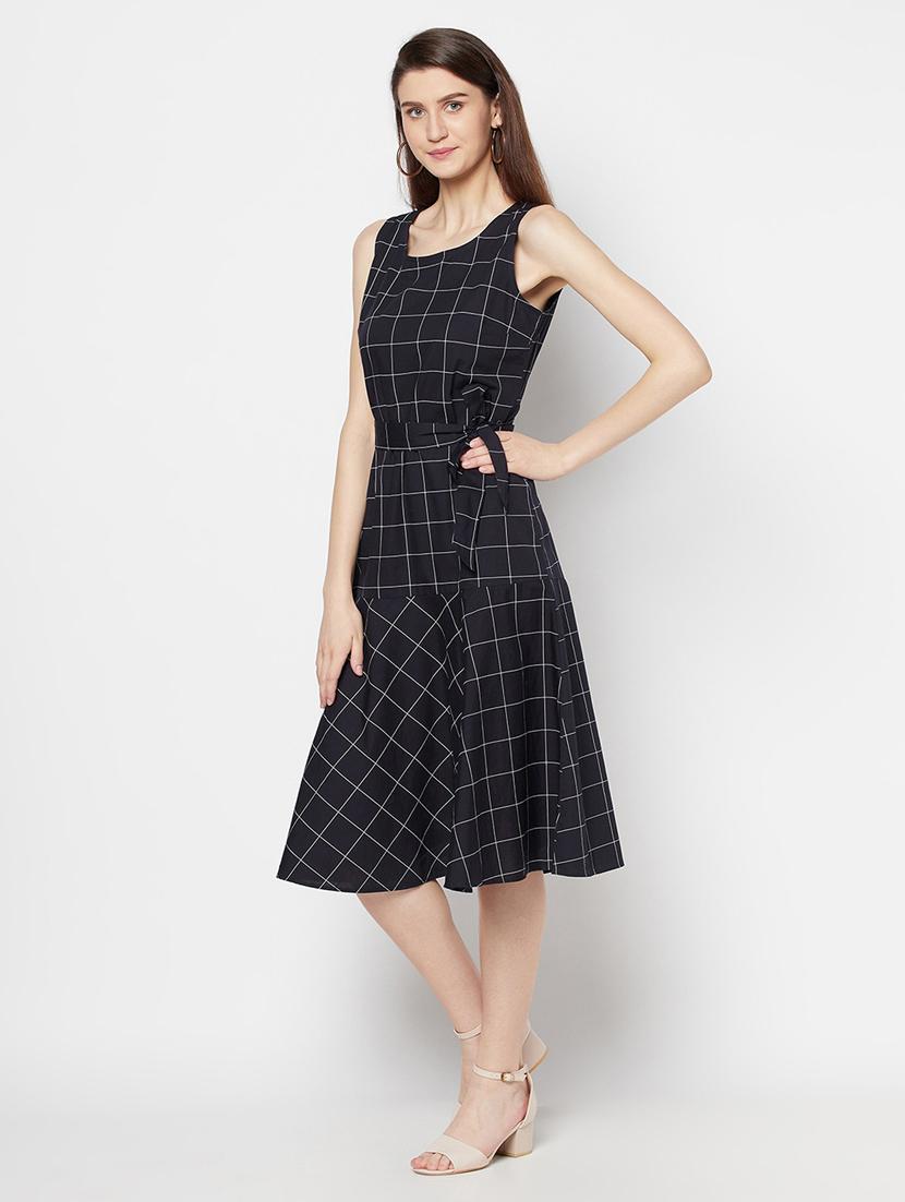 women black polyester a-line dress - 21324476 - Standard Image - 2
