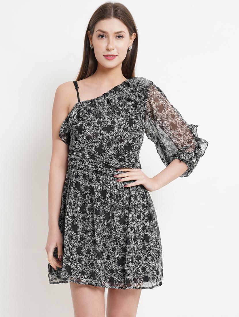 women black polyester a-line dress - 21324487 - Zoom Image - 0