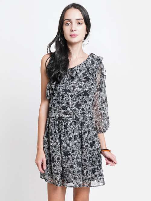 women black polyester a-line dress - 21324501 - Standard Image - 0