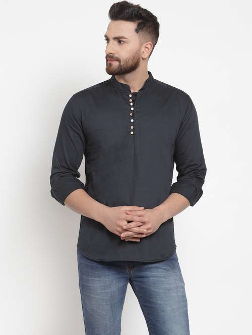 men solids long sleeves kurta - 21324567 - Standard Image - 0