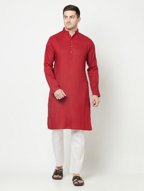 men mandarin neck solid kurta - 21324612 -  Standard Image - 0