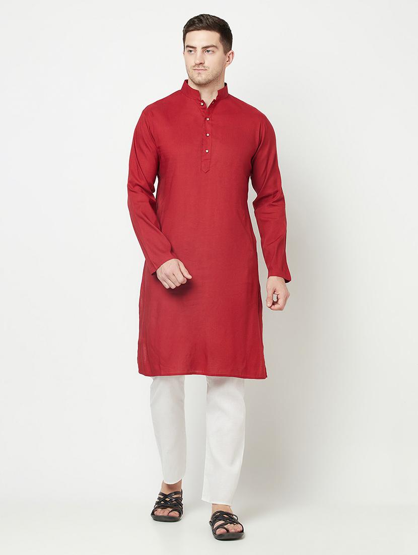 men mandarin neck solid kurta - 21324612 -  Zoom Image - 0