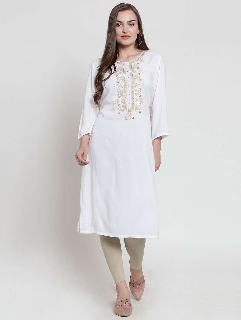 women three quarter sleeve straight kurta