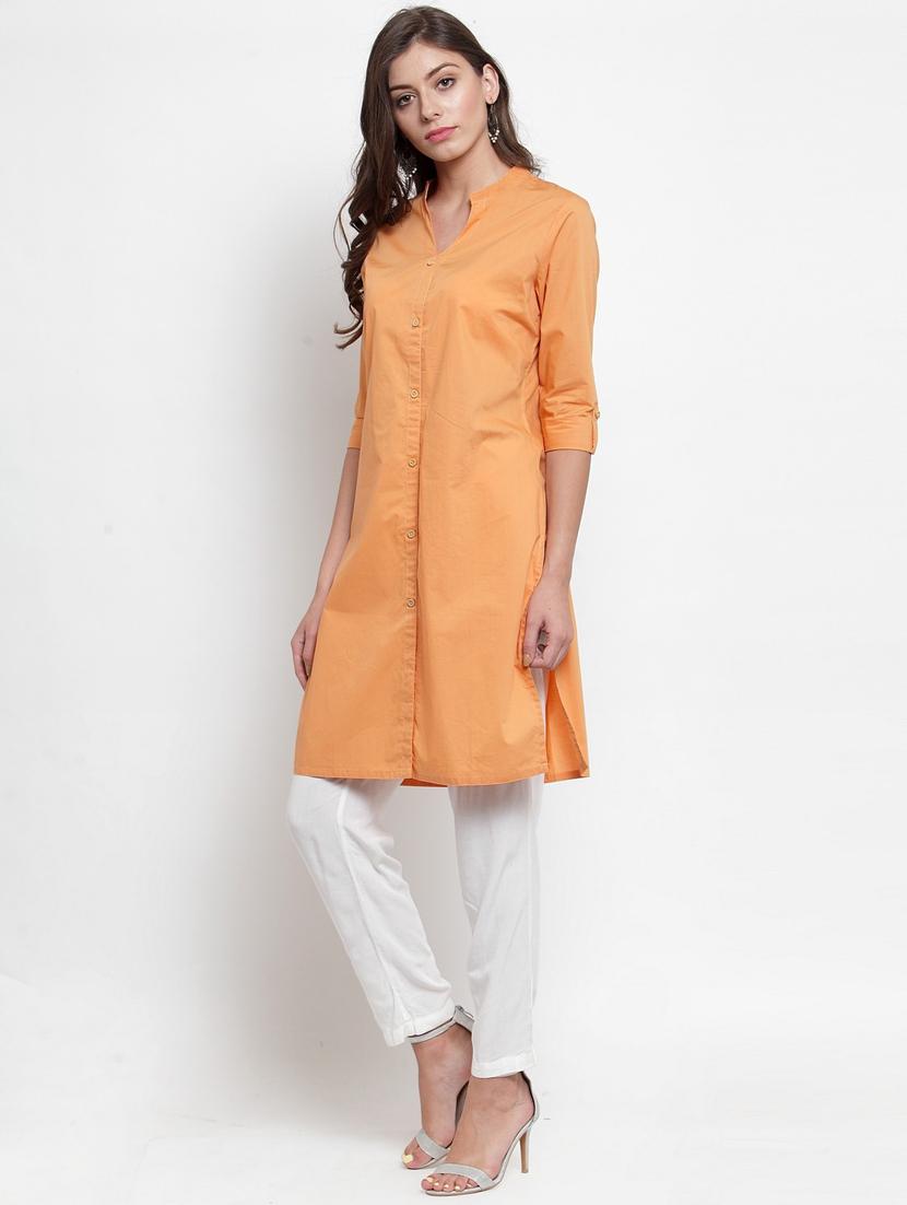 women three quarter sleeve straight kurta - 21324656 - Standard Image - 2