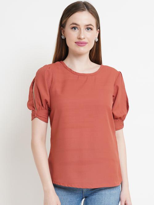 women peach polyester regular top - 21324765 -  Standard Image - 0