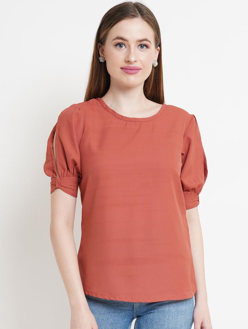 women peach polyester regular top - 21324765 -  Zoom Image - 0