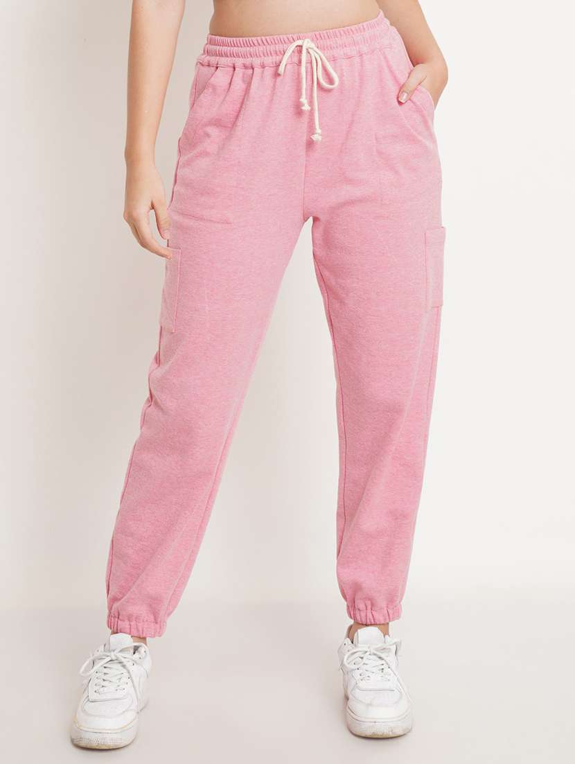 women pink cotton joggers 