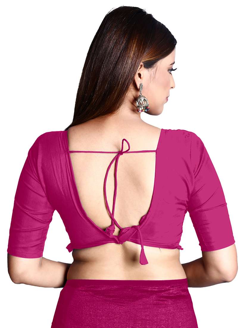 women magenta plain saree with blouse - 21324858 -  Standard Image - 2