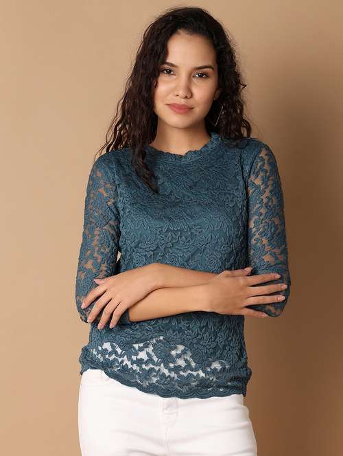 women teal regular fit regular top - 21325042 - Standard Image - 0