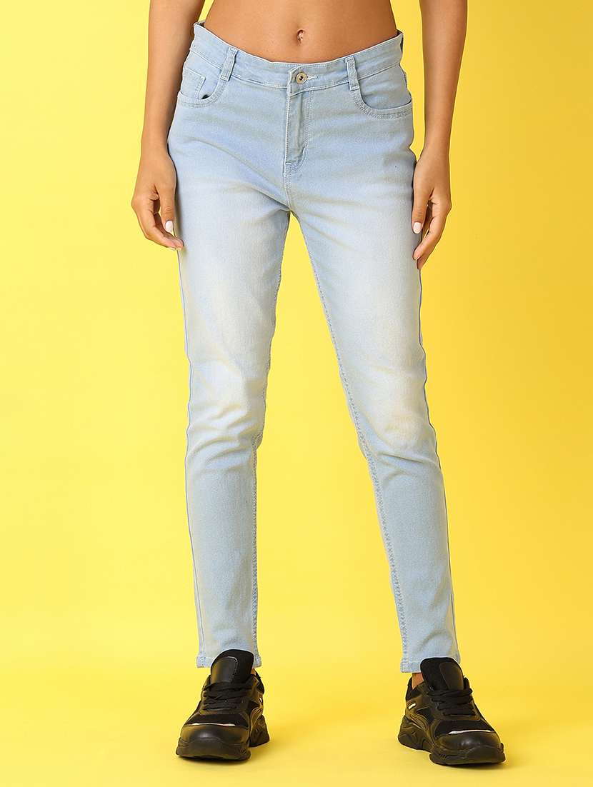 women light blue plain jean