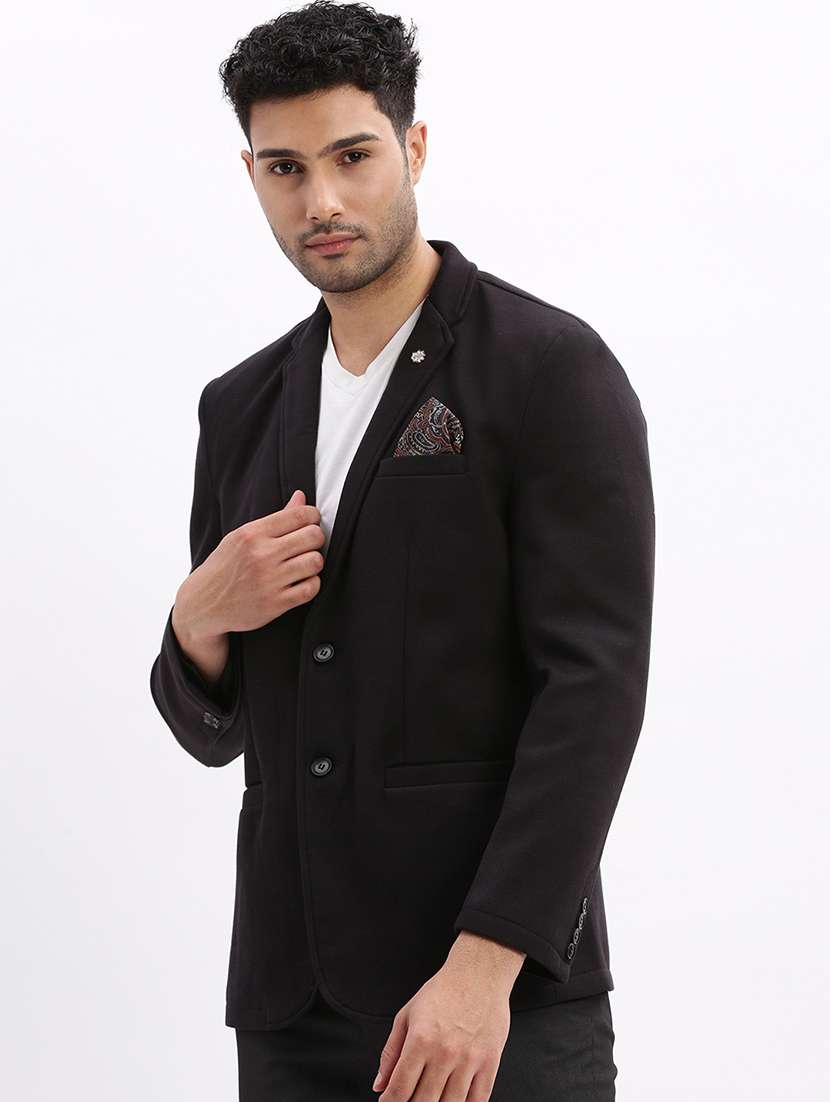 men solid single breasted casual blazer - 21325345 - Standard Image - 2