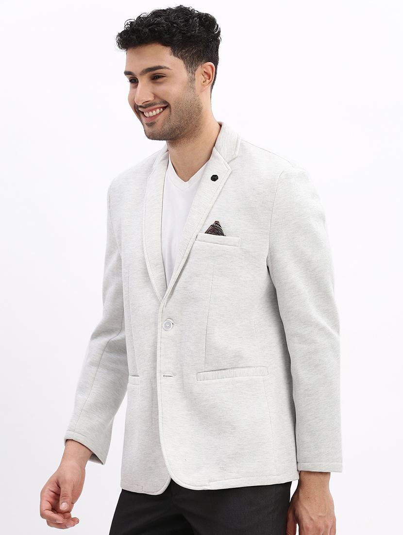 men solid single breasted casual blazer - 21325347 - Standard Image - 2