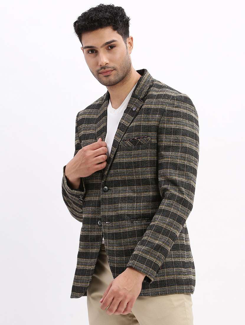 men checkered single breasted casual blazer - 21325349 -  Standard Image - 2